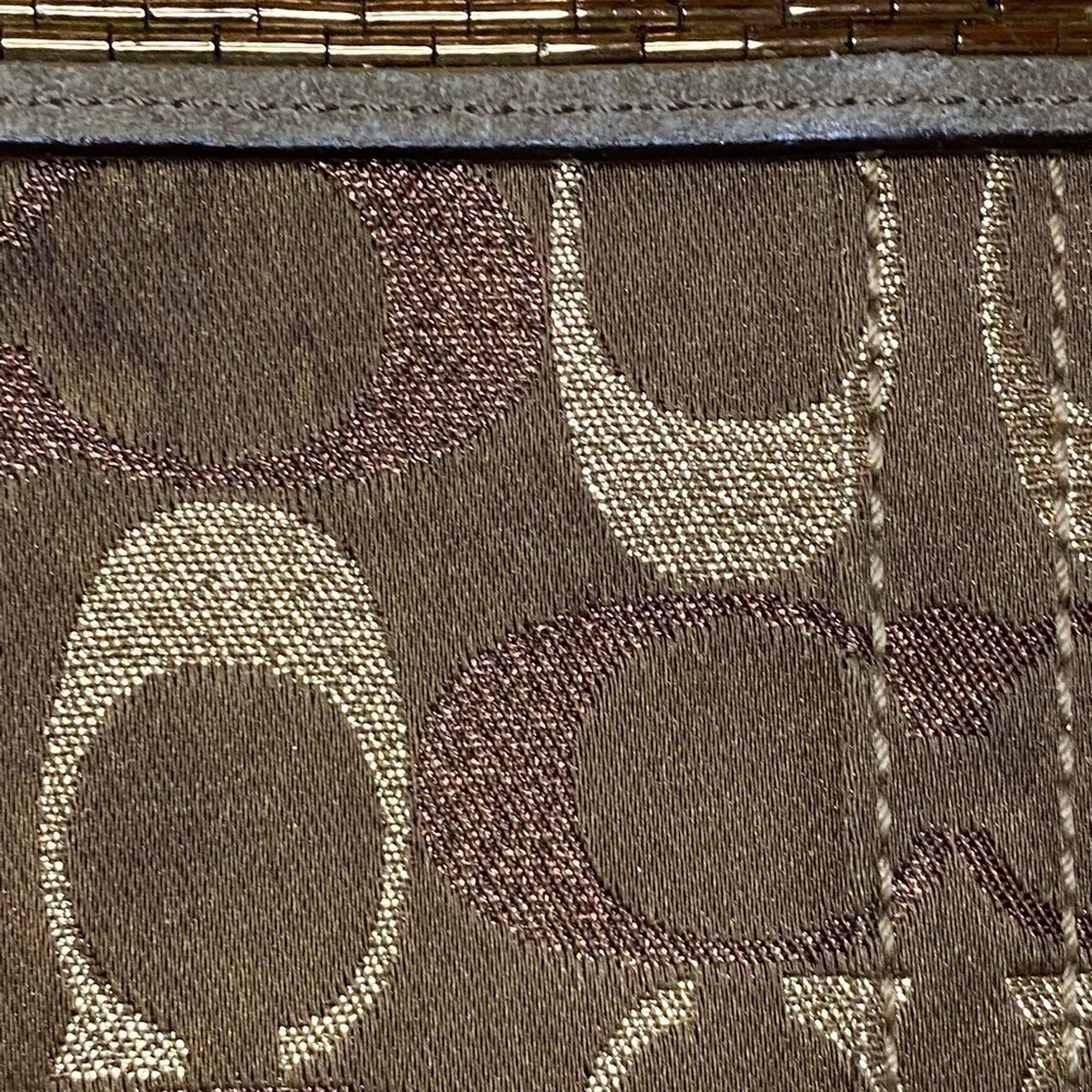 Metallic Signature Beaded Brown Lurex Suede Wristlet​​​​​​​​​​​​​​​​​​​​​​​​ - Picture 5 of 11